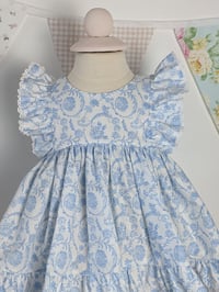 Image 5 of Baby Girl Cotton Dress Set in Chinoiserie Blue and White Fabric