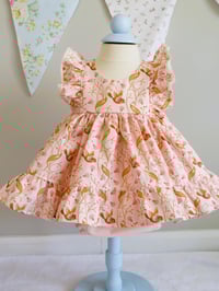 Image 3 of Baby Dress Set in Blush Organic Cotton Birdie, Vintage Vibe