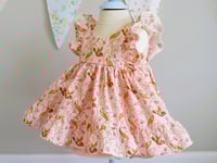 Image 4 of Baby Dress Set in Blush Organic Cotton Birdie, Vintage Vibe