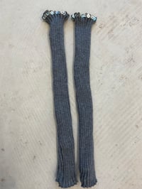 Copy of Merino Wool Hand Warmers with Mother-of-Pearl Buttons grey 