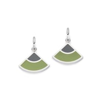 Image 1 of New Quarter Huggie Earrings in Grey with Soft Earthy Green