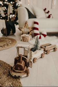 Image 1 of  Wooden toy  vintage train  90cm brown & cream