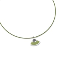 Image 1 of New Quarter Pendant in Grey with Soft Earthy Green