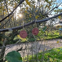 Image 2 of Coin earrings - terracotta, gold plated hoops
