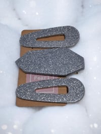 Image 1 of Glitter silver hairclip trio
