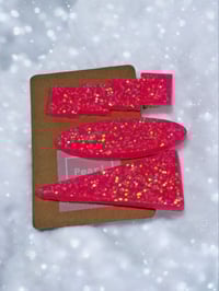 Image 1 of Glitter hot pink hairclip trio