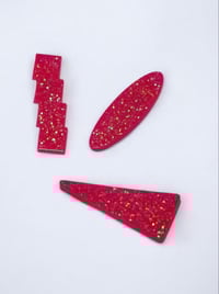 Image 2 of Glitter hot pink hairclip trio