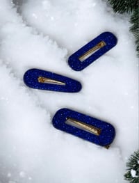 Image 1 of Glitter royal blue hairclip trio