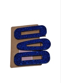 Image 2 of Glitter royal blue hairclip trio