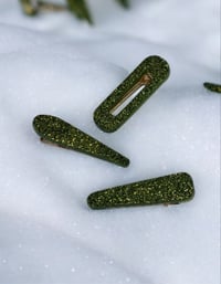 Image 2 of Glitter green hairclip trio