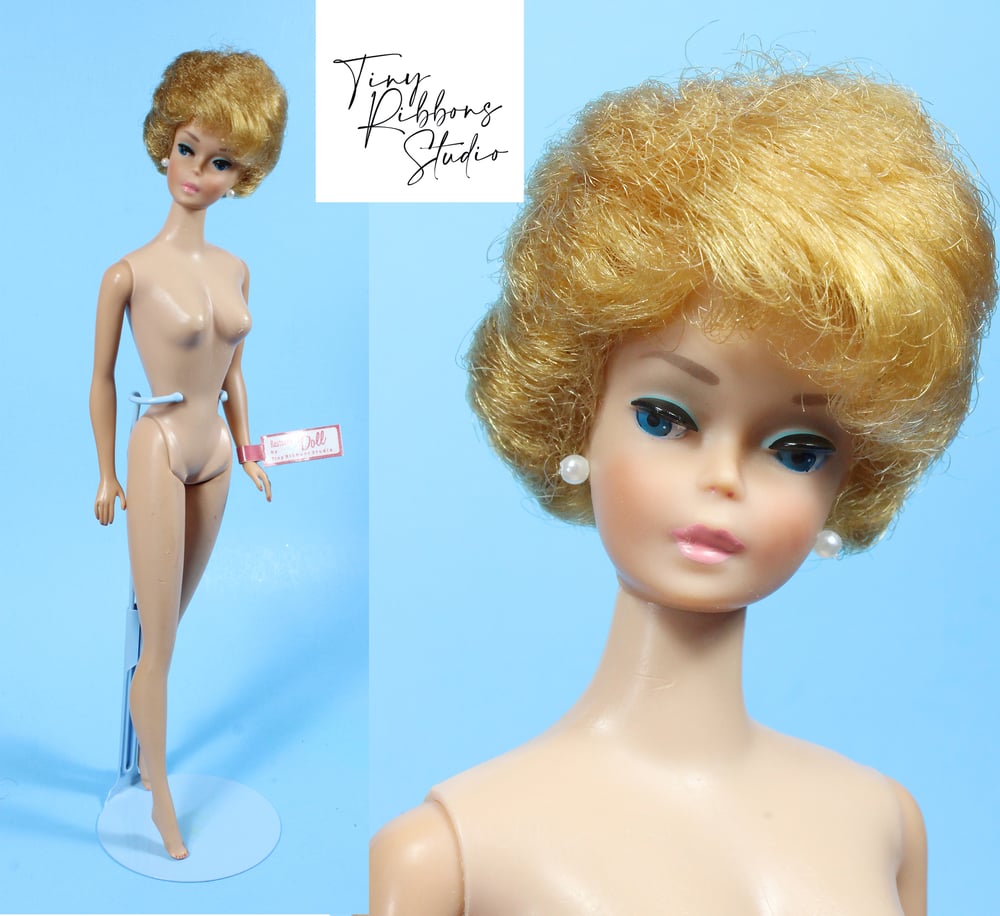 Image of Blonde Bubblecut Barbie Doll Vtg 1960s Restored