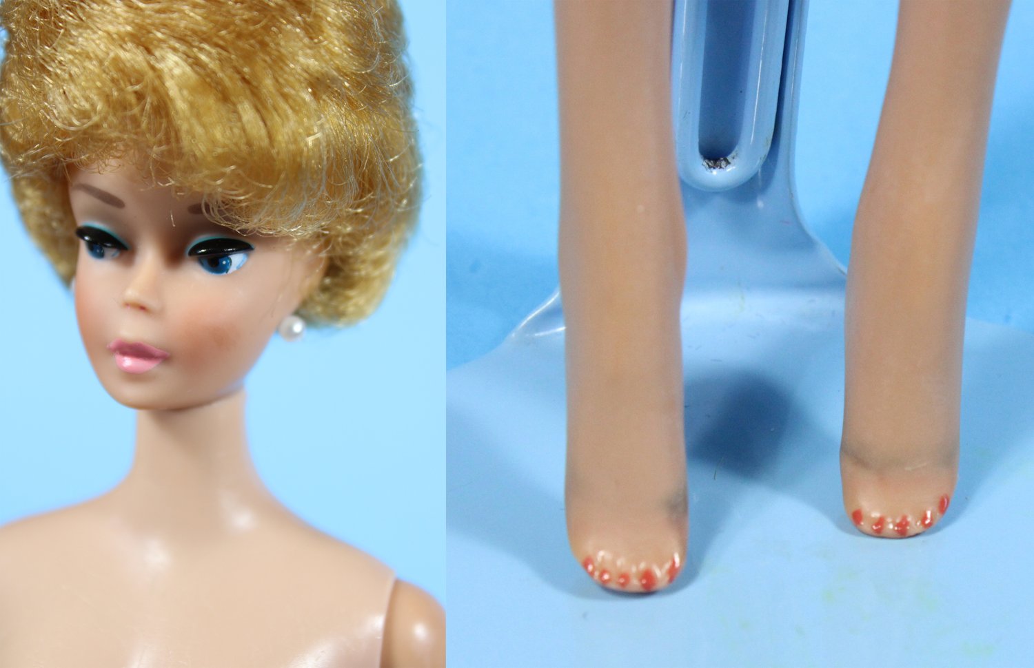 Image of Blonde Bubblecut Barbie Doll Vtg 1960s Restored
