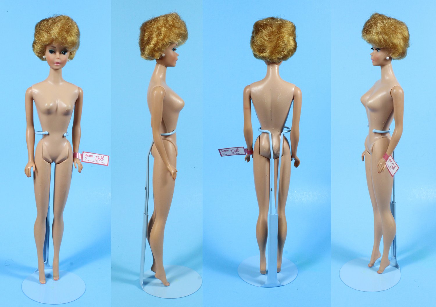 Image of Blonde Bubblecut Barbie Doll Vtg 1960s Restored