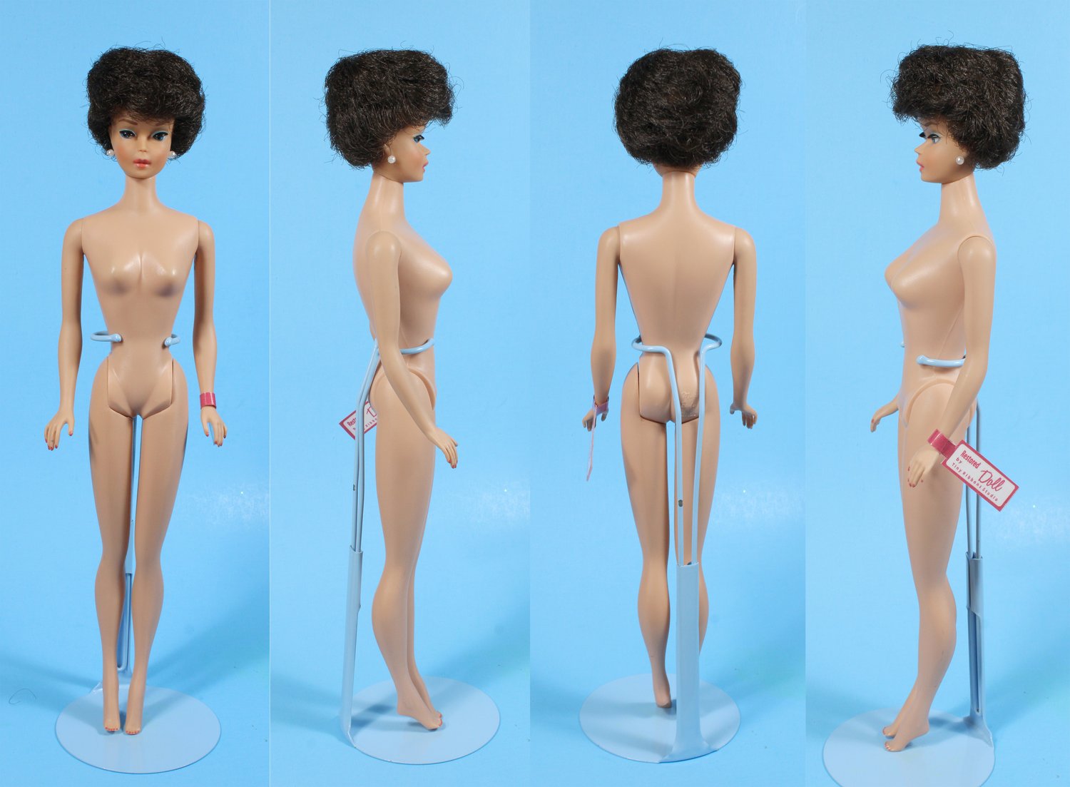 Image of Brunette Bubblecut Barbie Doll Vtg 1960s Restored