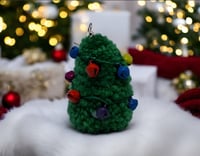 Image 2 of Handmade Pom-Pom Christmas Tree Earrings