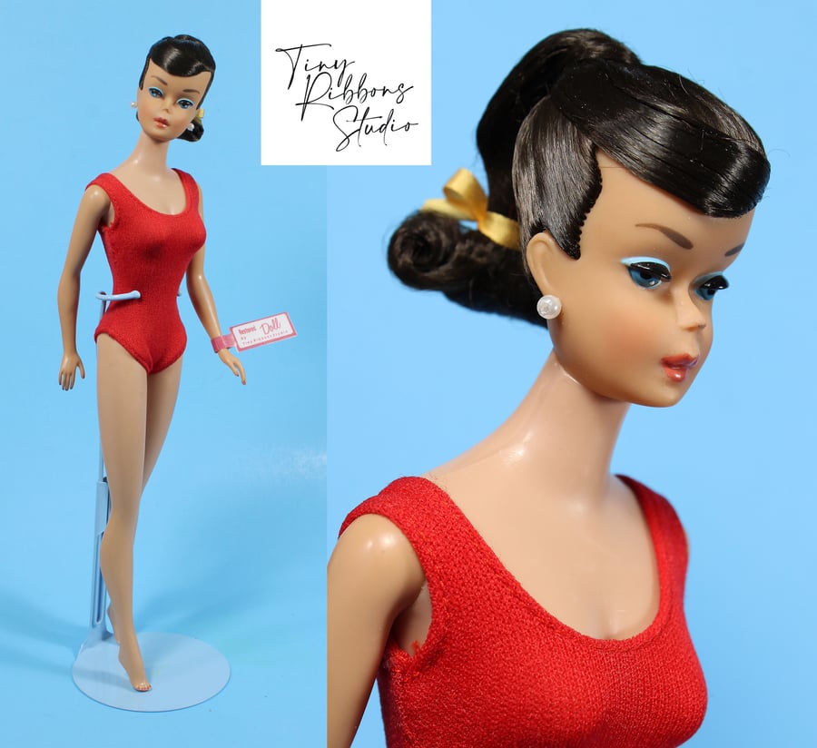 Image of Brunette Swirl Barbie Doll Vtg 1960s Restored