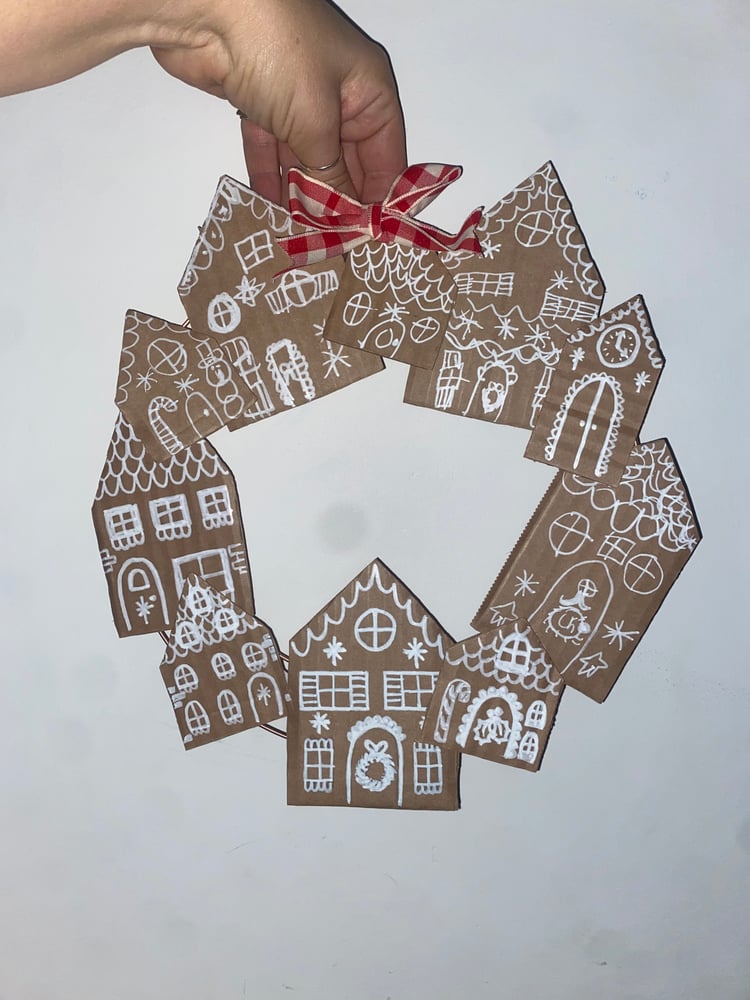 Image of KIDS FESTIVE GINGERBREAD HOUSE WREATH WORKSHOP