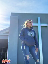 Image 1 of Navy ARTOVERPAIN "It is FINISHED" Hoodie 