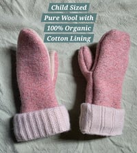 Image 2 of Wool Child Sized Upcycled Mittens- Pink