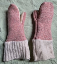 Image 3 of Wool Child Sized Upcycled Mittens- Pink