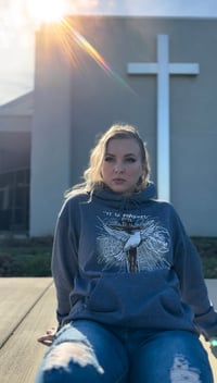 Image 3 of Navy ARTOVERPAIN "It is FINISHED" Hoodie 