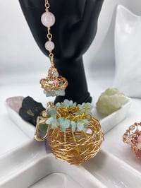 Image 2 of Unique Fishman mini baskets - Aquamarine infused copper charms