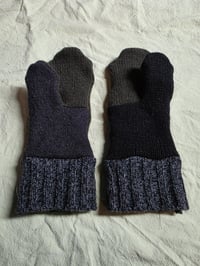 Image 3 of Wool Upcycled Mittens- Adult Medium- Olive, Black & Grey