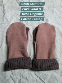 Image 1 of Wool Upcycled Mittens - Adult Medium- Brown & Beige 