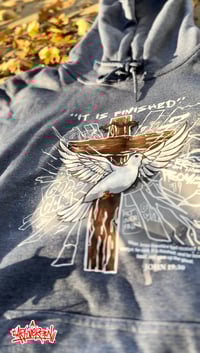 Image 4 of Navy ARTOVERPAIN "It is FINISHED" Hoodie 