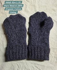 Image 1 of Wool Upcycled Mittens- Adult L-XL- Heathered Charcoal 