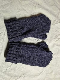 Image 3 of Wool Upcycled Mittens- Adult L-XL- Heathered Charcoal 