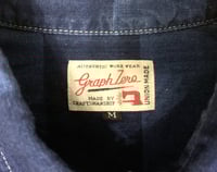 Image 3 of Graph Zero flat head indigo dyed striped shirt, size M