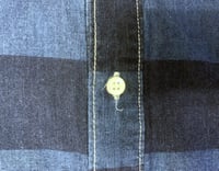 Image 4 of Graph Zero flat head indigo dyed striped shirt, size M