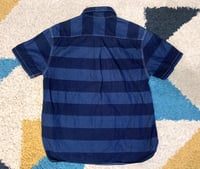 Image 6 of Graph Zero flat head indigo dyed striped shirt, size M