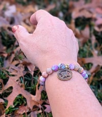 Image 4 of Cape Cod Artist | Purple & Aqua Impression Jasper Compass Charm Bracelet | 8mm Gemstones