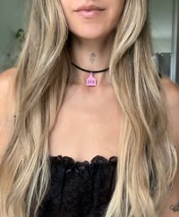 Image 3 of OLIVIA'S TAG NECKLACE - VEGAN SUEDE CHOKER