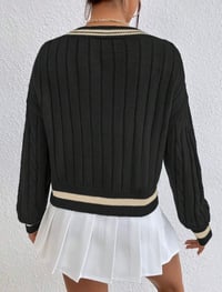 Image 2 of SKYNLYDRESS - Pull Printemps Et Automne Casual Color Block Striped Neck, Haut À Manches Longues