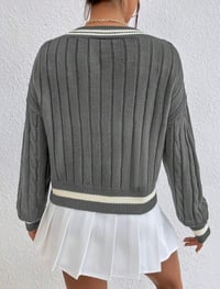 Image 5 of SKYNLYDRESS - Pull Printemps Et Automne Casual Color Block Striped Neck, Haut À Manches Longues