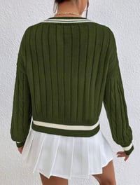 Image 8 of SKYNLYDRESS - Pull Printemps Et Automne Casual Color Block Striped Neck, Haut À Manches Longues