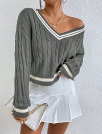 Image 6 of SKYNLYDRESS - Pull Printemps Et Automne Casual Color Block Striped Neck, Haut À Manches Longues