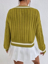Image 20 of SKYNLYDRESS - Pull Printemps Et Automne Casual Color Block Striped Neck, Haut À Manches Longues