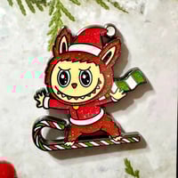 Image 3 of Christmas Lafufu Skiing Enamel Pin