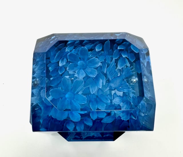 Image of The Classic Petite- Blue with Tree, Birds and Flowers