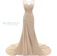 Image 1 of Womens Long V-Neck Evening Dress Bead Chiffon Bridesmaid