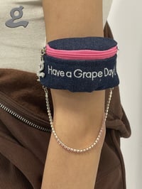 Image 2 of Blue Slogan Chain Wrist Bag 