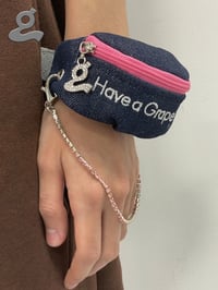 Image 3 of Blue Slogan Chain Wrist Bag 