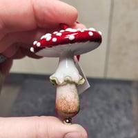 Yuletide Holiday Mushroom Ornament #6 - Flameworked Glass Sculpture 