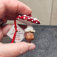 Yuletide Holiday Mushroom Ornament #2 - Flameworked Glass Sculpture 