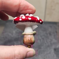 Image 1 of Yuletide Holiday Mushroom Ornament #10 - Flameworked Glass Sculpture 