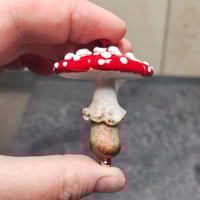 Image 1 of Yuletide Holiday Mushroom Ornament #12 - Flameworked Glass Sculpture 